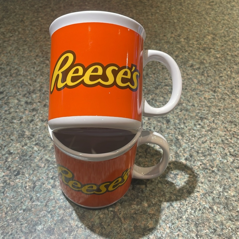 Set of 2 Reese’s Logo Orange and Yellow Coffee Mug Set Hershey Galerie